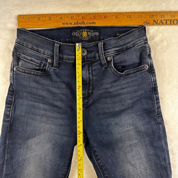 Lucky Brand Womens Distressed Jeans 00/24 Dark Wash Frayed Hem Brooke Legging - Picture 6 of 10